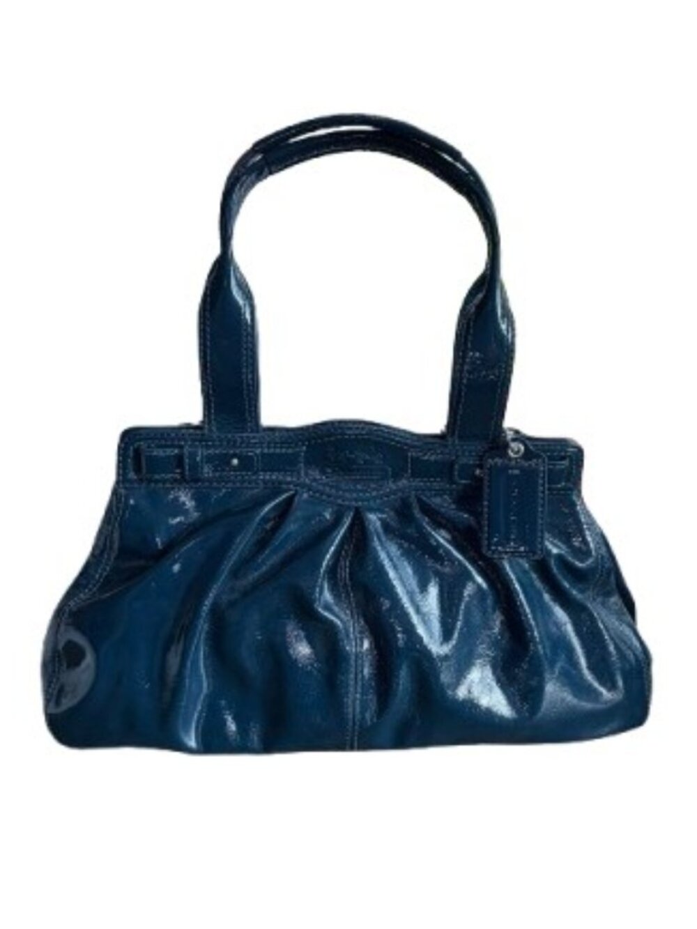 Coach Garnet Cobalt Blue Patent Leather Satchel 13926 NWOT - Picture 3 of 12